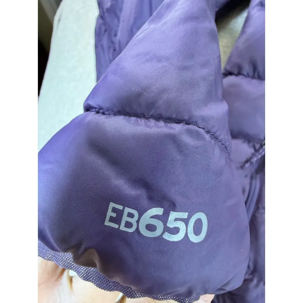 Eddie Bauer Men's Small Purple 80% Down Full Zip Long Sleeve Puffer Jacket Coat